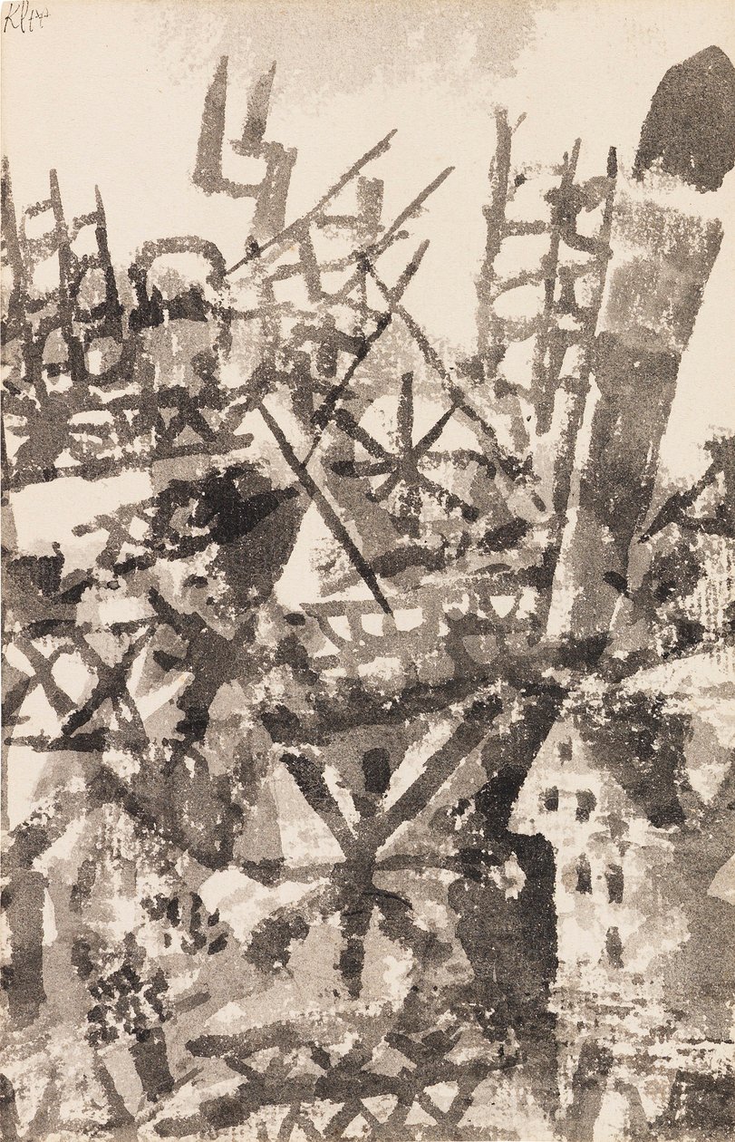 Wojna krocząca przez miejscowość, 1914. autorstwa Paul Klee