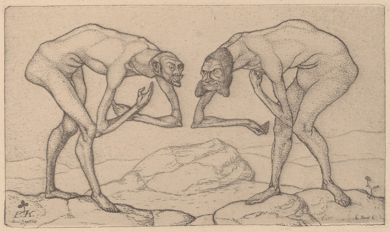 Dwóch mężczyzn, zakładając, że są na wyższym stanowisku, spotyka Spotkanie Dwóch Mężczyzn..., 1903. autorstwa Paul Klee