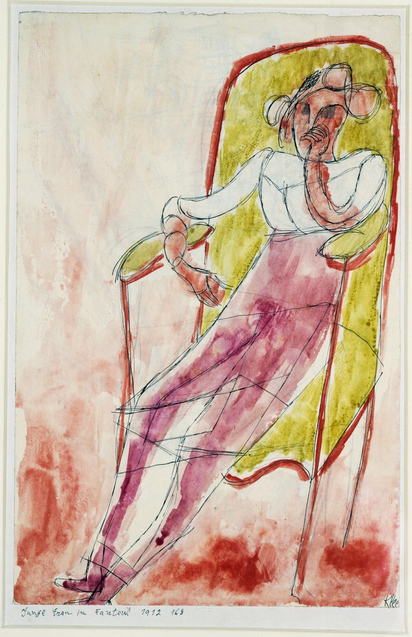młoda kobieta w fotelu autorstwa Paul Klee