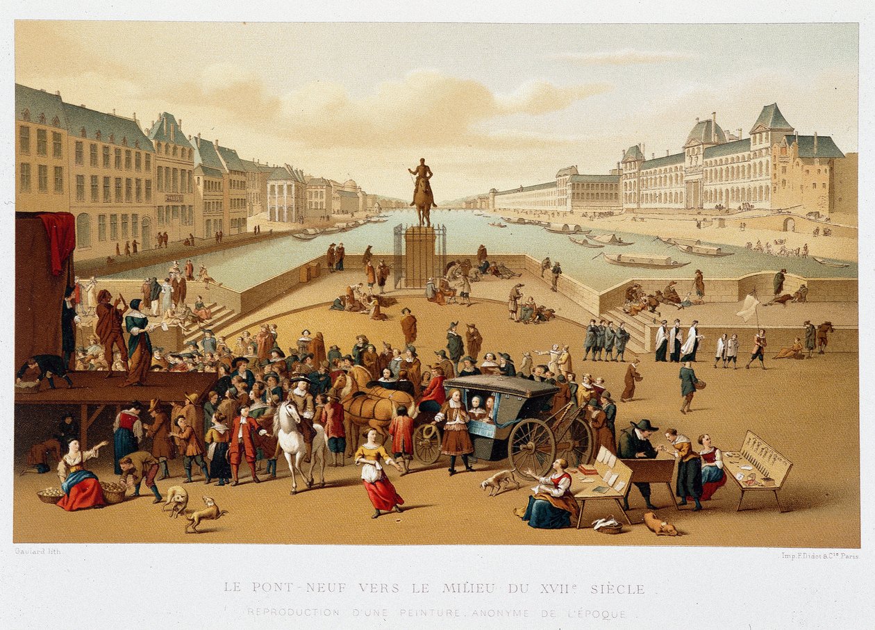 Le Pont Neuf w połowie XVII wieku, „” XVII wiek - Instytucje: zwyczaje i kostiumy, Francja 1590-1700” Paul Lacroix autorstwa Paul Lacroix