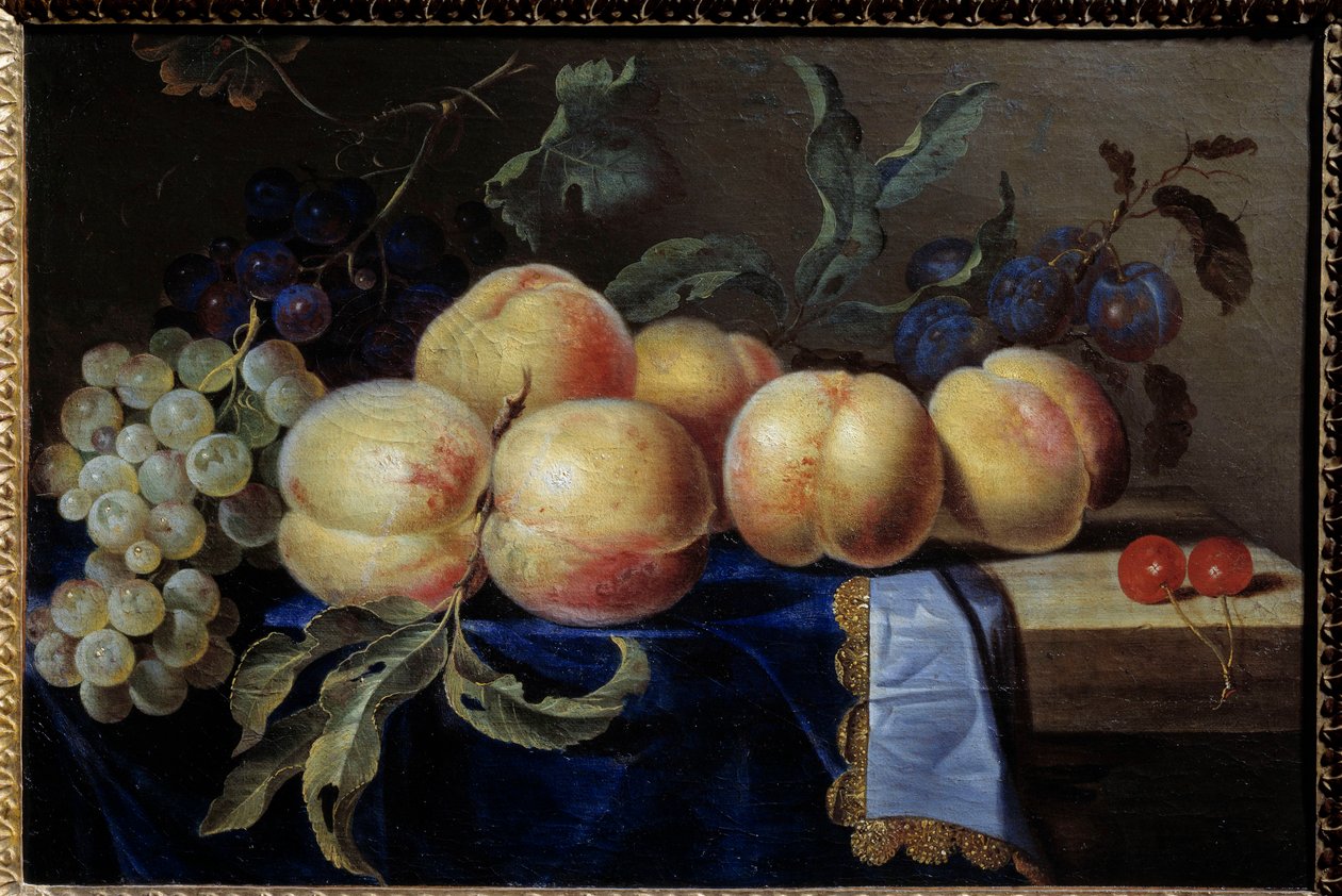 Martwa natura, Peches. Obraz Paula Liegeoisa (XVII w.) Niedz. 0,31x0,47 m Rouen, musee des Beaux Arts autorstwa Paul Liegeois