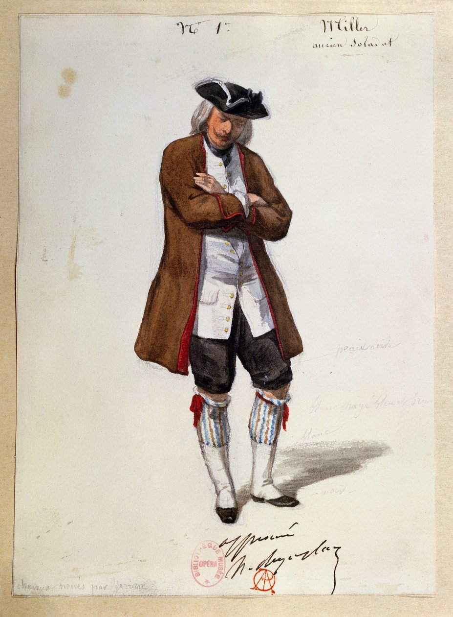 Kostium dla Luisy Miller autorstwa Giuseppe Verdiego, szkic autorstwa Paul Lormier