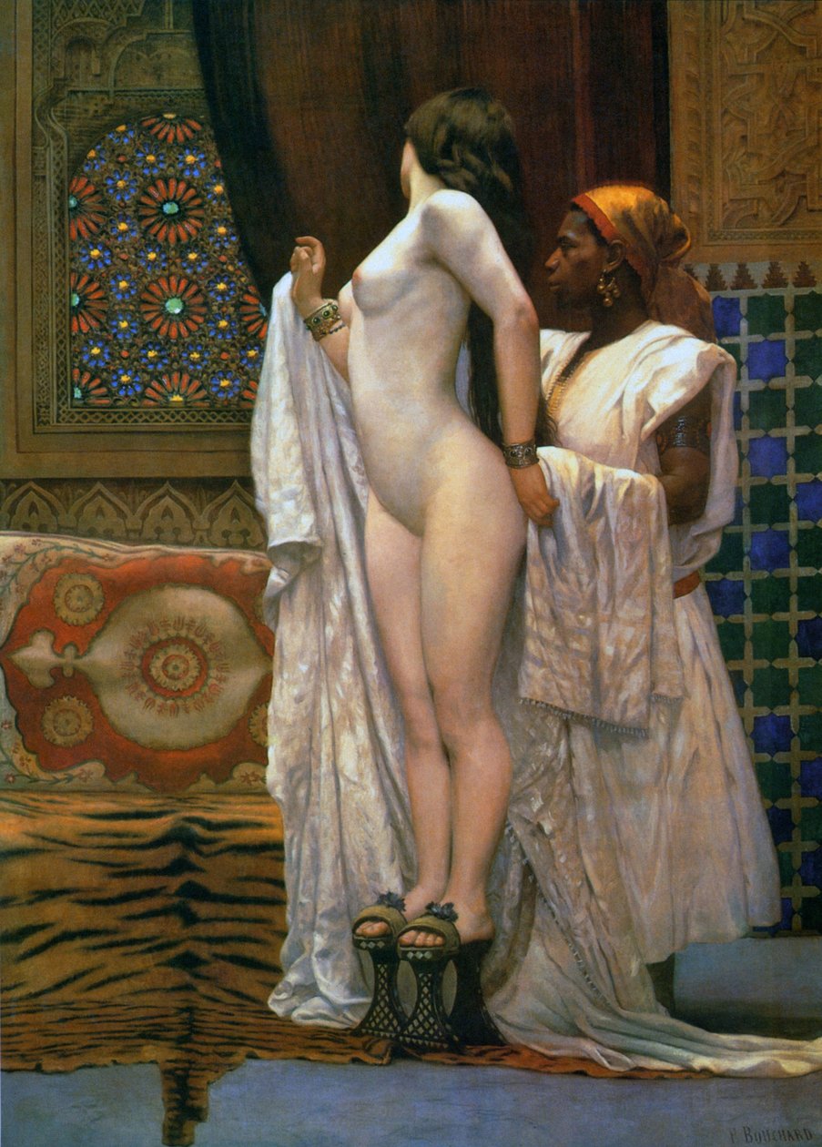 Harem: Po kąpieli, ok.1894 (kolor lito) autorstwa Paul Louis Bouchard