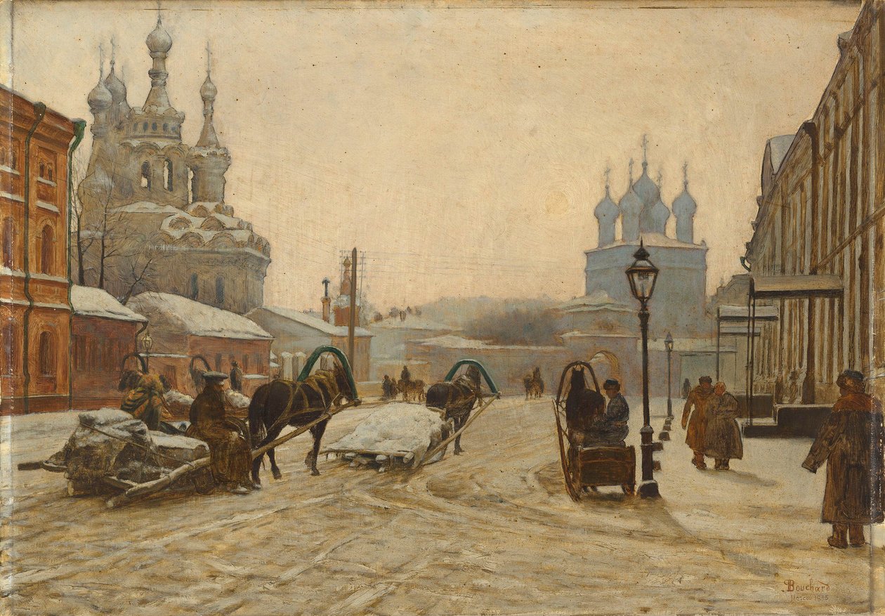 Cerkiew Narodzenia Najświętszej Marii Panny na Putinkach i Klasztor Pasyjny Strastnoy, 1895 r. autorstwa Paul Louis Bouchard