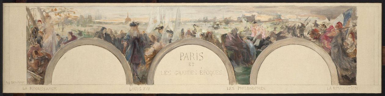 Szkic holu wejściowego Hôtel de ville de Paris: Paryż i wielkie epoki autorstwa Paul Louis Delance