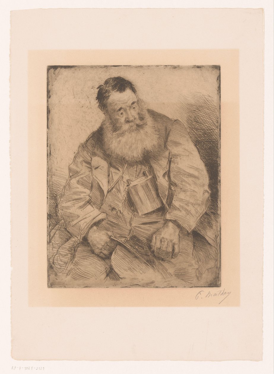 Portret siedzącego mężczyzny z brodą autorstwa Paul Mathey (signed by artist)