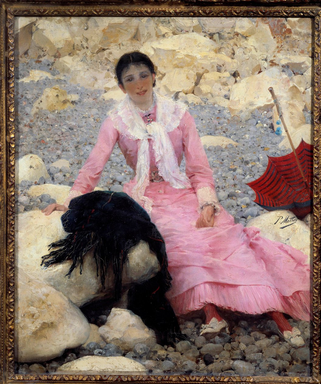 Portret Fernande Matheya (1857-1941) na plaży Obraz Paula Matheya (1844-1929) XIX w. Ndz. 0,55x0,46 m Paryż, musee d