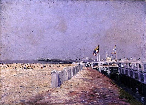 Mała Plaża w Ostendzie (olej na pokładzie) autorstwa Paul Mathieu