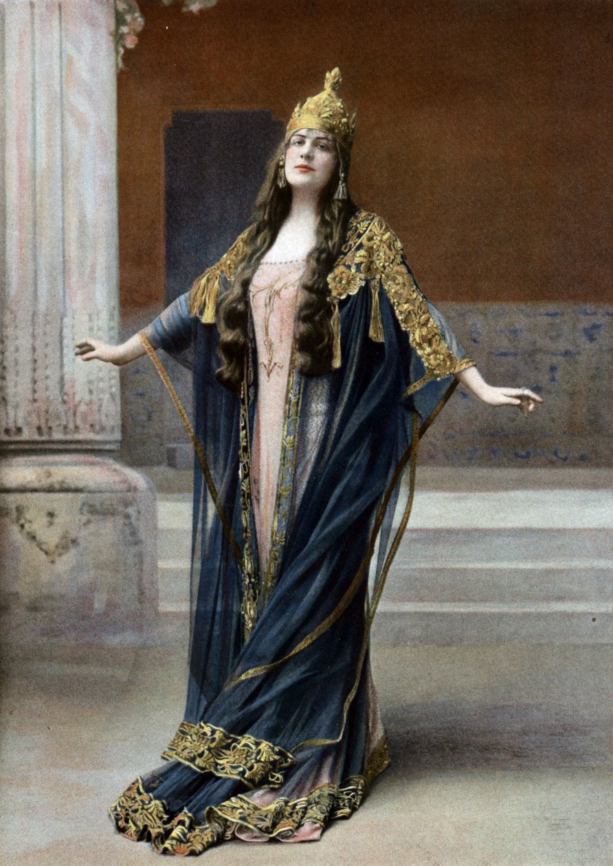 Śpiewaczka operowa Lucy Arbell (1882-1947) jako królowa Amahelli w operze „Bachus”, Paryż, fot. Nadar z francuskiej gazety „Le Theatre” lipiec 1909 autorstwa Paul Nadar