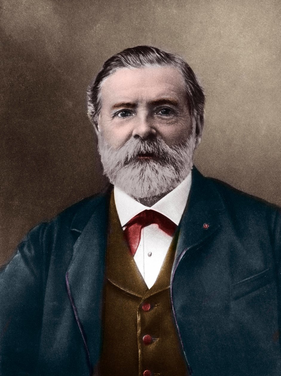 Portret Etienne-Jules Marey (1830-1904); angielski naukowiec i chronofotograf; wynalazca sfigmografu oraz pionier fotografii i kina. Fot. Nadara, Paul (1856-1939). Cyfrowa kolorystyka. autorstwa Paul Nadar