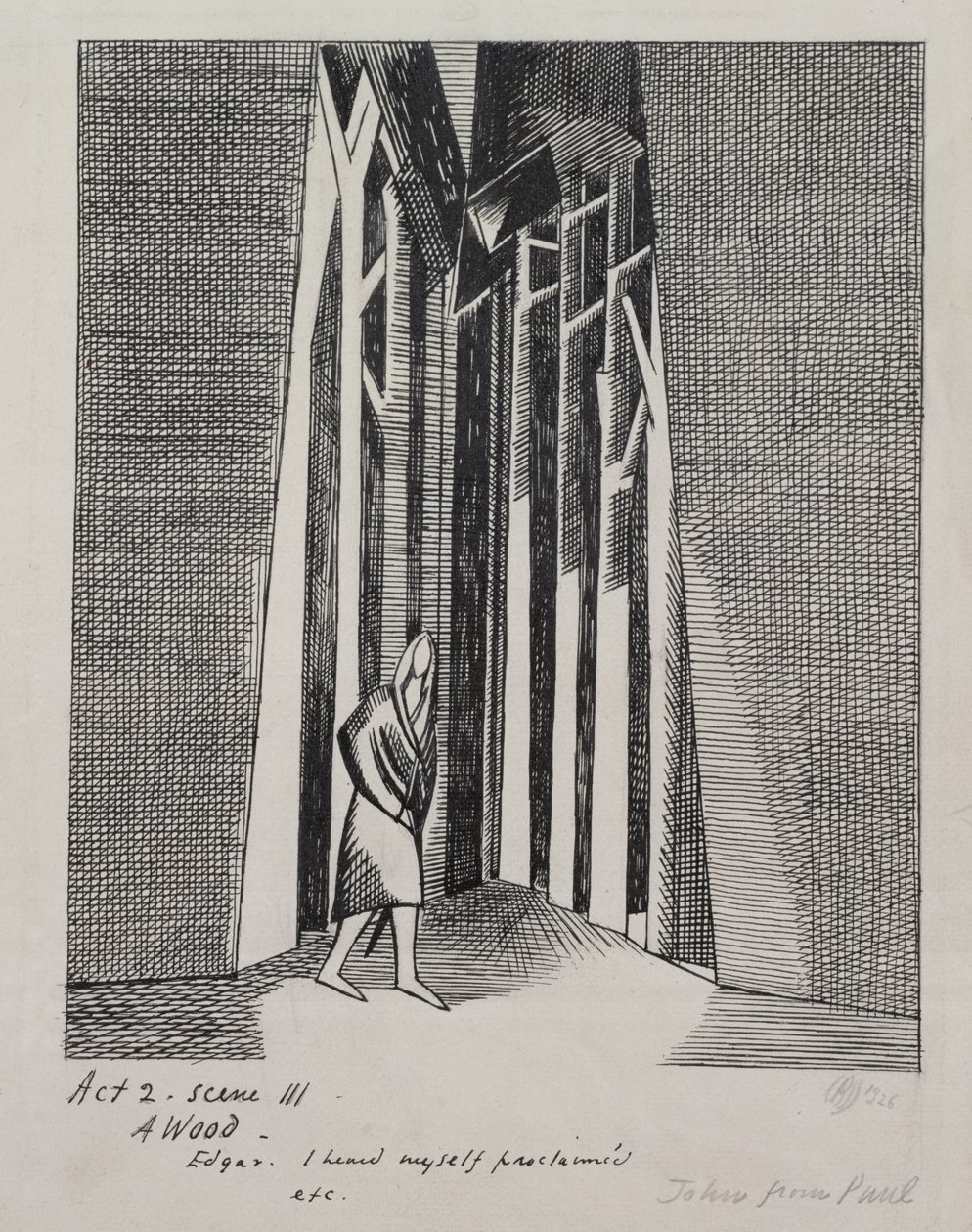 Drewno- ilustracja do „Króla Leara”, akt 2, scena III autorstwa Paul Nash