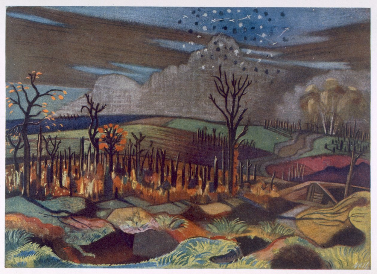 Walka powietrzna w Wytschaete, z brytyjskich artystów na froncie, kontynuacja frontu zachodniego, część trzecia, Paul Nash autorstwa Paul Nash