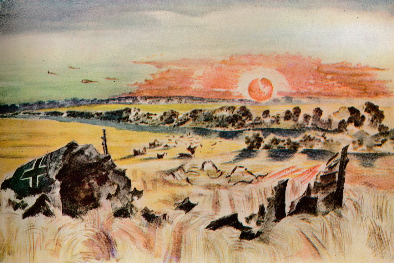Bombowiec w kukurydzy, 1940 autorstwa Paul Nash