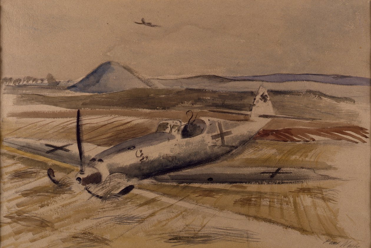 Spotkanie po południu, ok. 1940 r. (akwarela na papierze) autorstwa Paul Nash