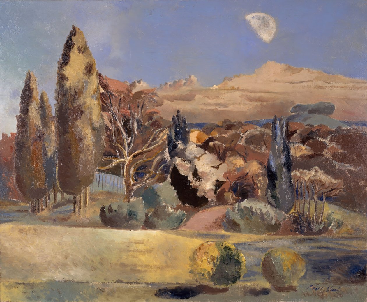 Krajobraz pierwszej kwadry księżyca, 1943. autorstwa Paul Nash