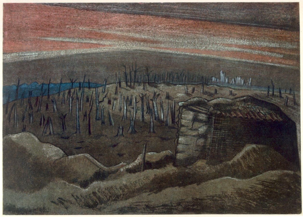 Sanctuary Wood, z brytyjskich artystów na froncie, kontynuacja frontu zachodniego, część trzecia, Paul Nash autorstwa Paul Nash