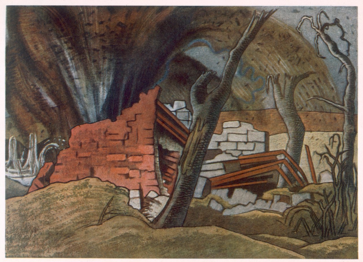 Shell Bursting, od brytyjskich artystów na froncie, kontynuacja frontu zachodniego, część trzecia, Paul Nash autorstwa Paul Nash