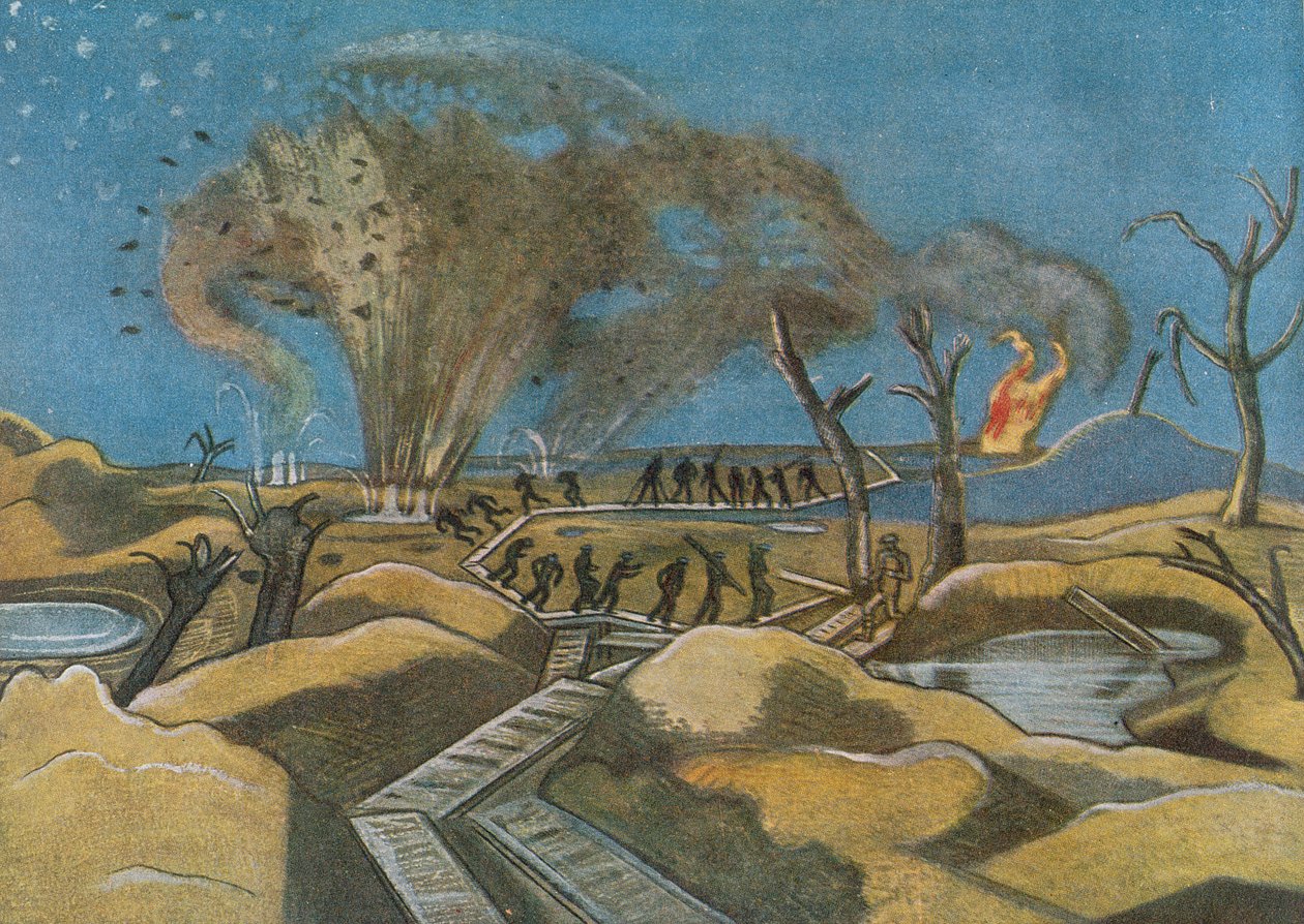 Łuskanie kaczych desek, od brytyjskich artystów na froncie, kontynuacja frontu zachodniego autorstwa Paul Nash