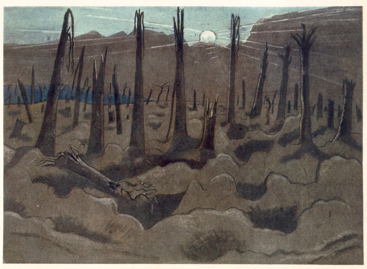 Sunrise, Inverness Copse, z brytyjskich artystów na froncie, kontynuacja frontu zachodniego, część trzecia, Paul Nash autorstwa Paul Nash