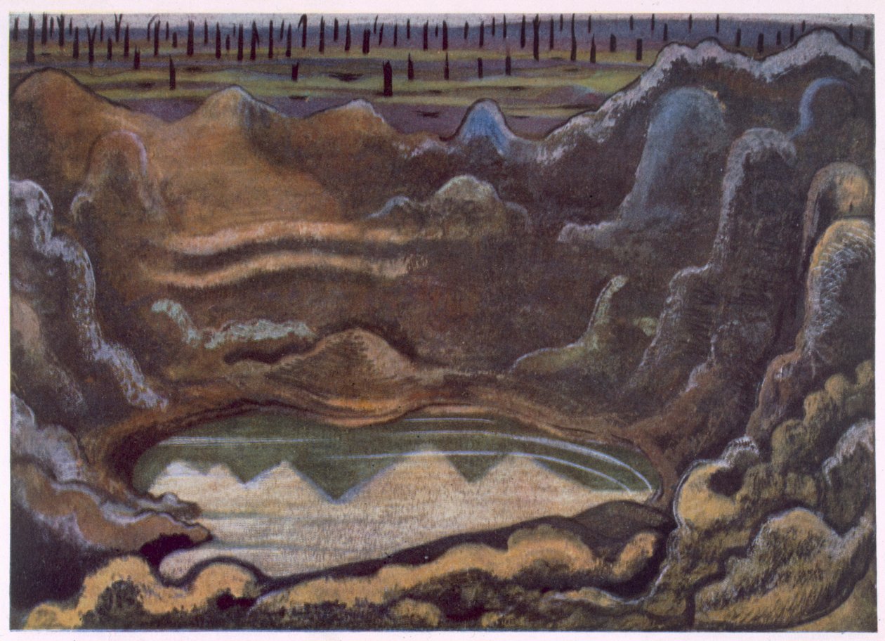 Krater Caterpillar, od brytyjskich artystów na froncie, kontynuacja frontu zachodniego, część trzecia, Paul Nash autorstwa Paul Nash