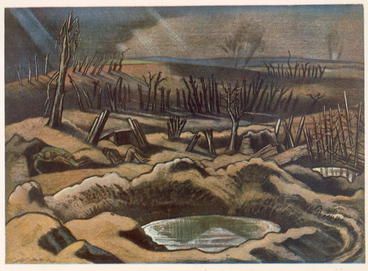 Pole w Passchendaele, Brytyjscy artyści na froncie, Kontynuacja frontu zachodniego, część trzecia, Paul Nash autorstwa Paul Nash