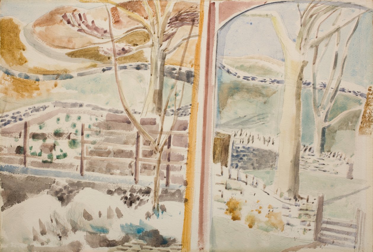 Krajobraz przez okno i przez lustro autorstwa Paul Nash