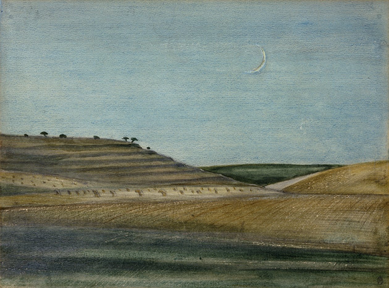 Ich Wzgórze (ołówek, kolorowa kredka i akwarela) autorstwa Paul Nash