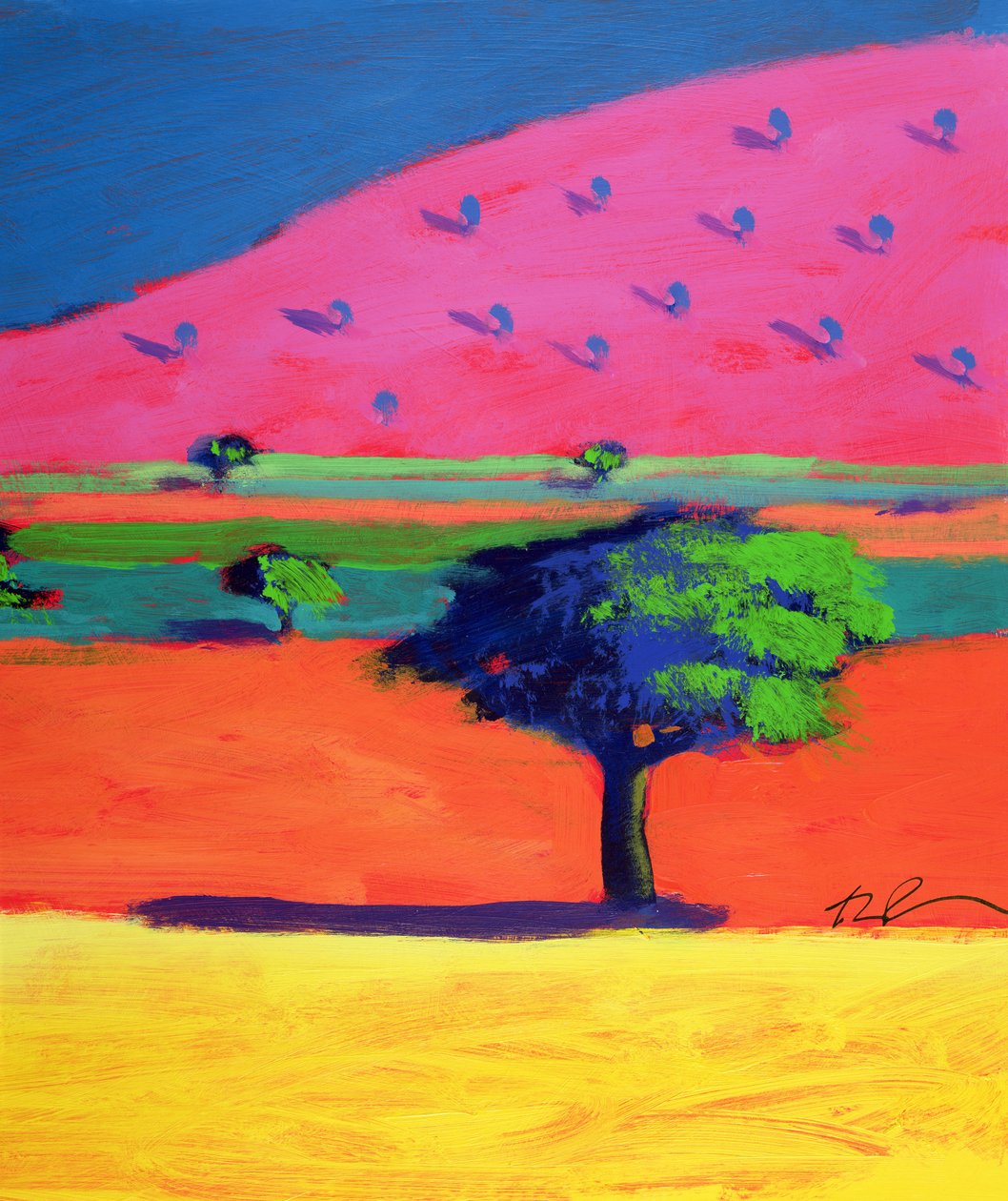 Pink Hill (akryl na karcie) autorstwa Paul Powis