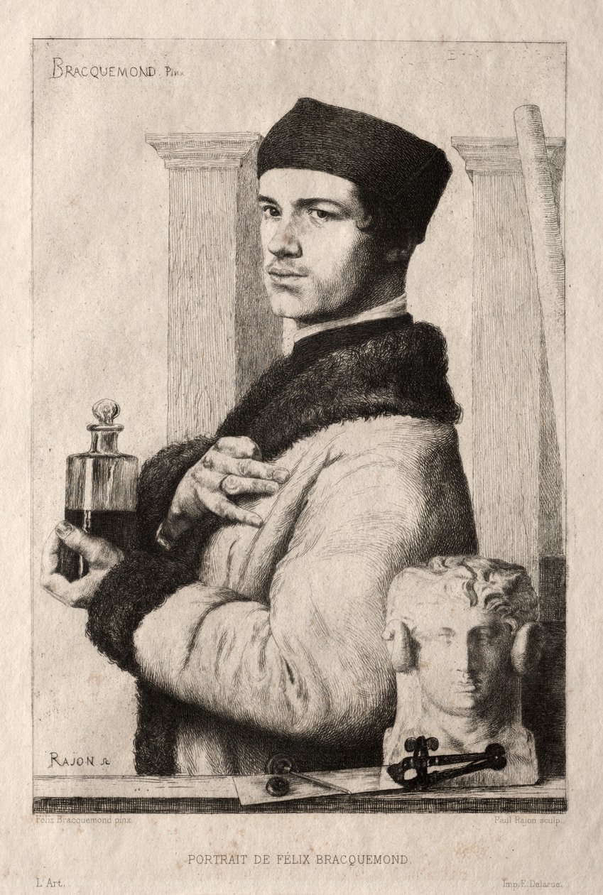 Portret Félixa Bracquemonda w 1852 r. autorstwa Paul Rajon