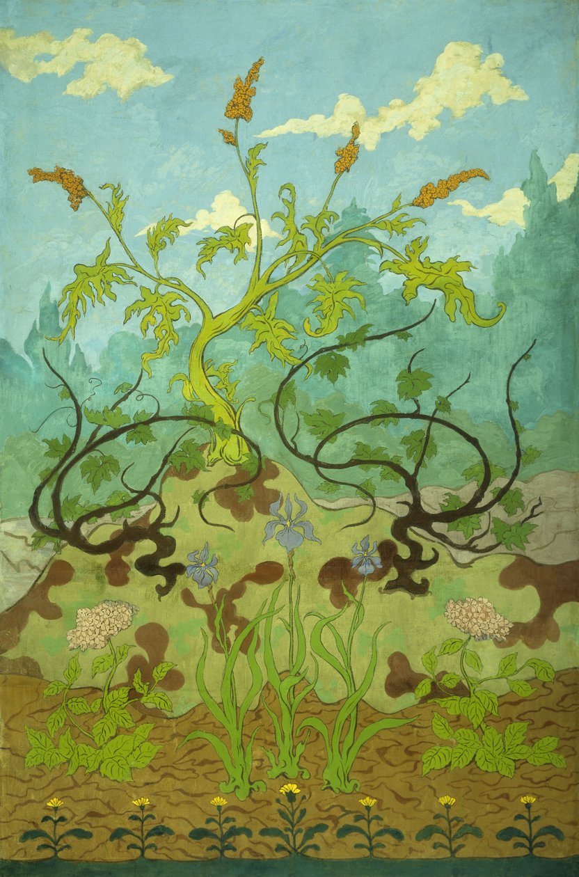 irysy nawłoci i fioletowe; Żółte i fioletowe irysy, 1899 autorstwa Paul Elie Ranson