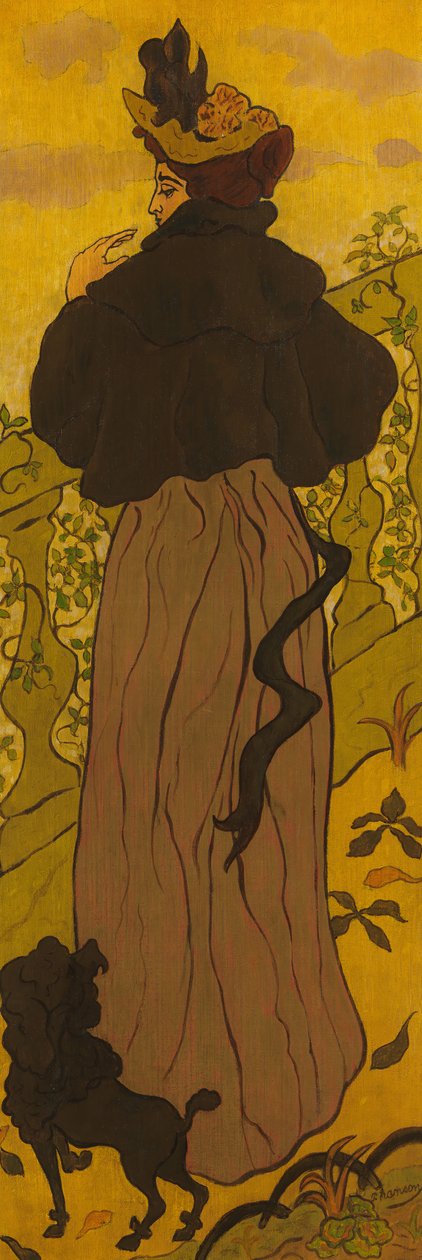Kobieta stojąca przy balustradzie z pudlem, ca. 1895. autorstwa Paul Elie Ranson