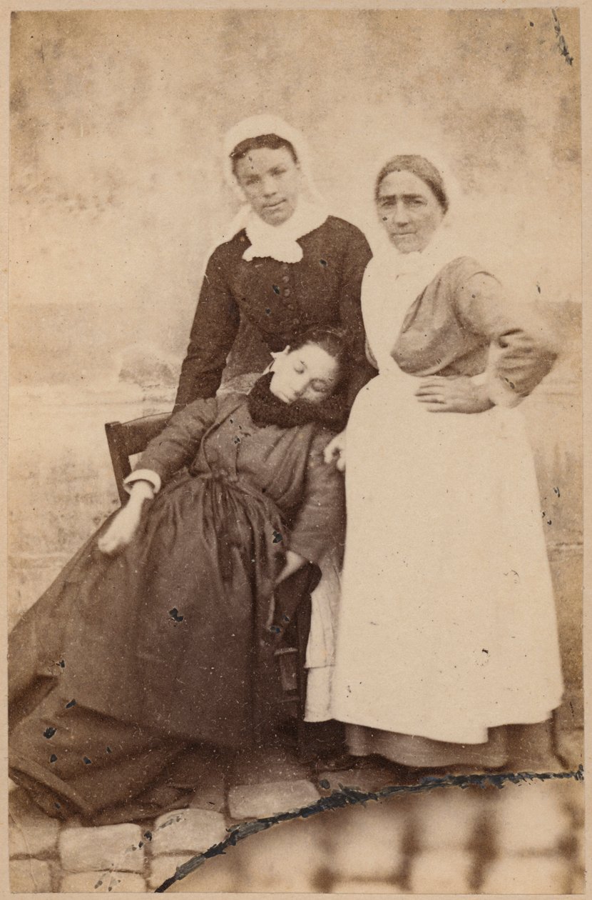 Epilepsja histeryczna, atak, faza epileptoidalna, ilustracja z "Iconographie Photographique de La Salpetriere" Bourneville et P. Regnard, tablica XVI, Paryż, 1876 (odbitka albuminowa) autorstwa Paul Regnard