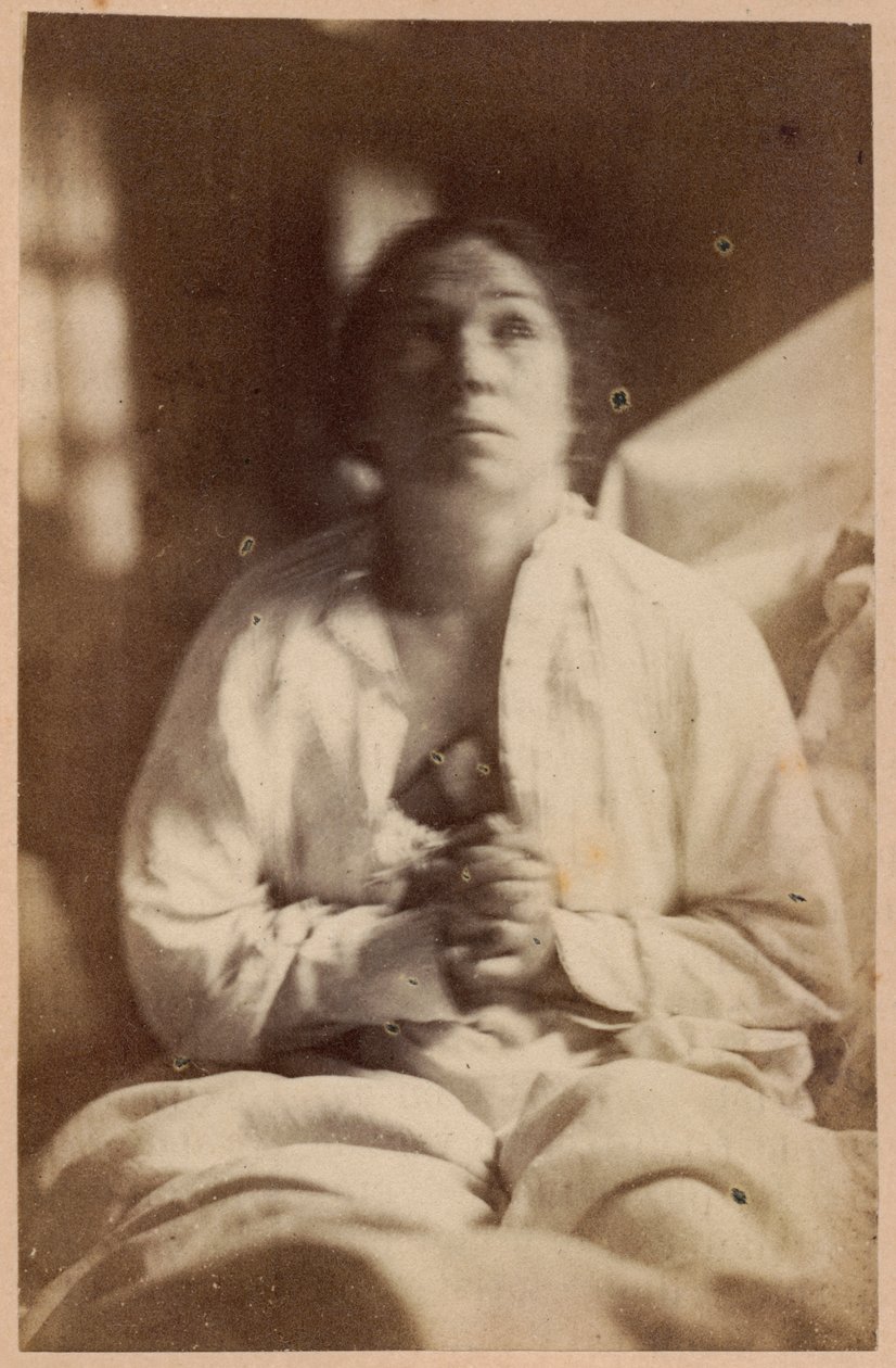 Epilepsja histeryczna, atak, faza terminalna, ekstaza, ilustracja z „Iconographie Photographique de La Salpetriere” Bourneville i P. Regnard, tablica XXII, Paryż, 1876 (druk albumowy) autorstwa Paul Regnard