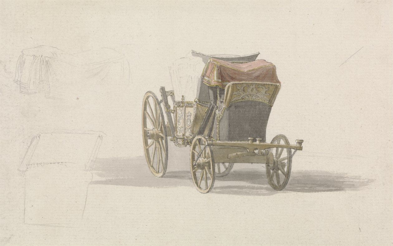 Powóz z herbem królewskim, ok. 1764 (ołówek i w/c na papierze) autorstwa Paul Sandby