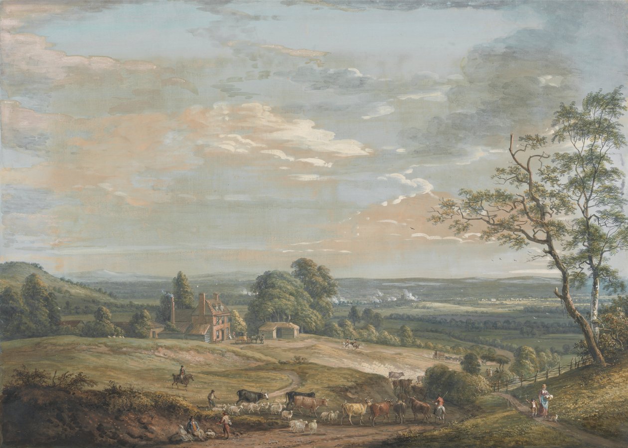 Daleki widok na Maidstone z Lower Bell Inn, Boxley Hill autorstwa Paul Sandby