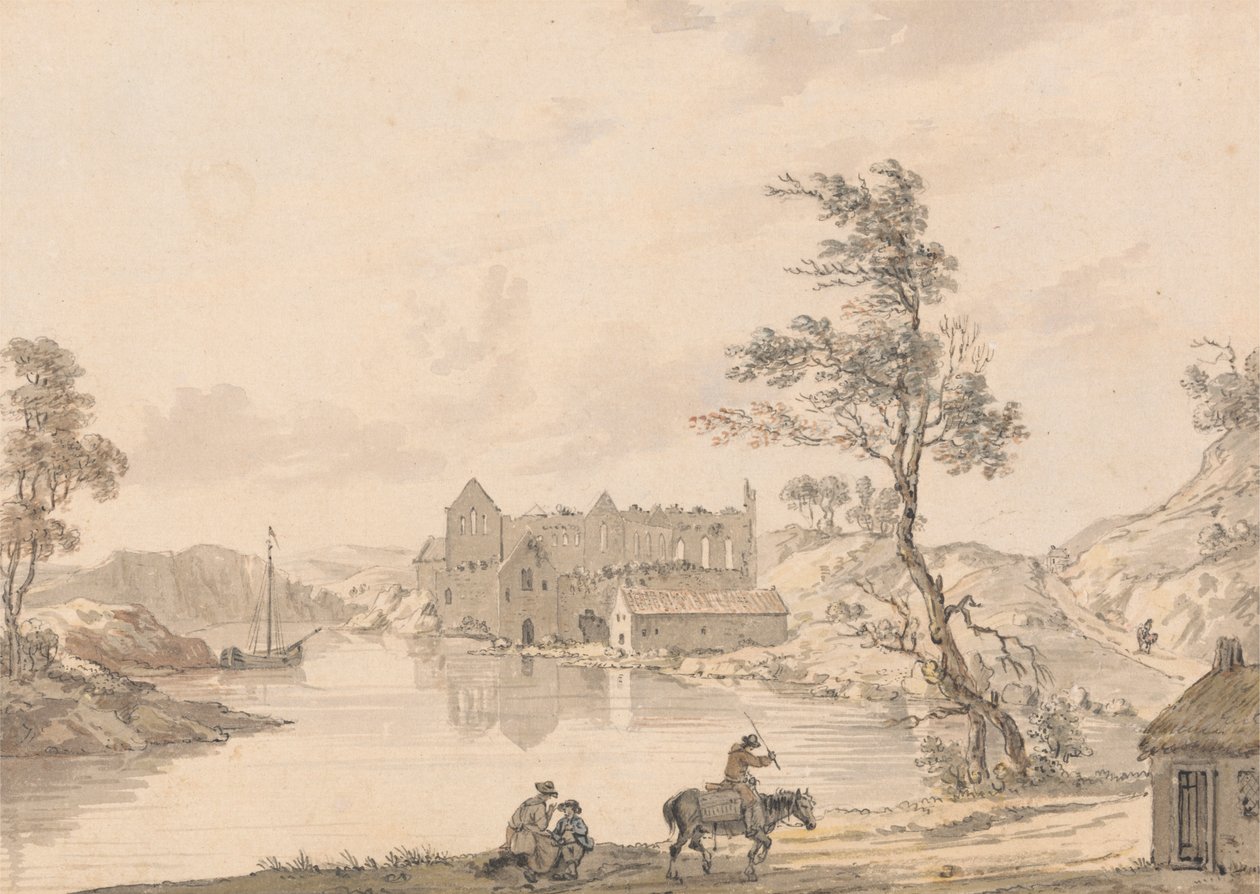 Opactwo Askeaton niedaleko Limerick w Irlandii nad rzeką Deel autorstwa Paul Sandby