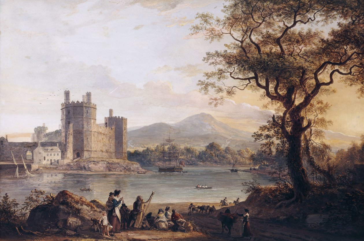 Zamek Caernarvon, lata 1790 autorstwa Paul Sandby