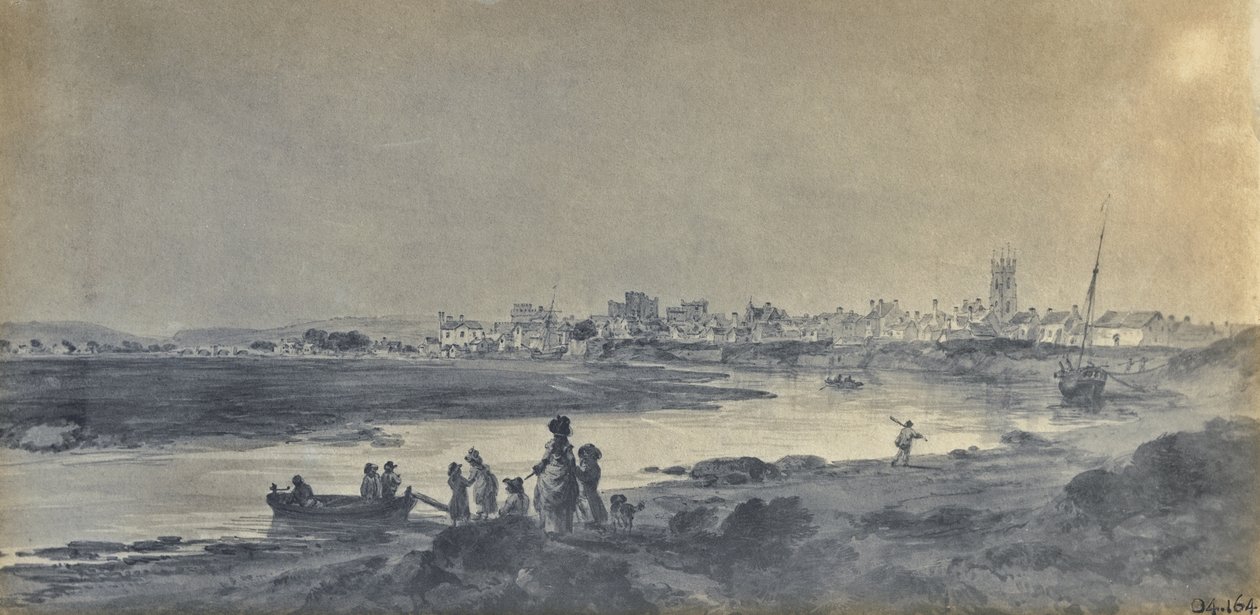 Cardiff od południa (pióro, tusz i tusz na papierze) autorstwa Paul Sandby