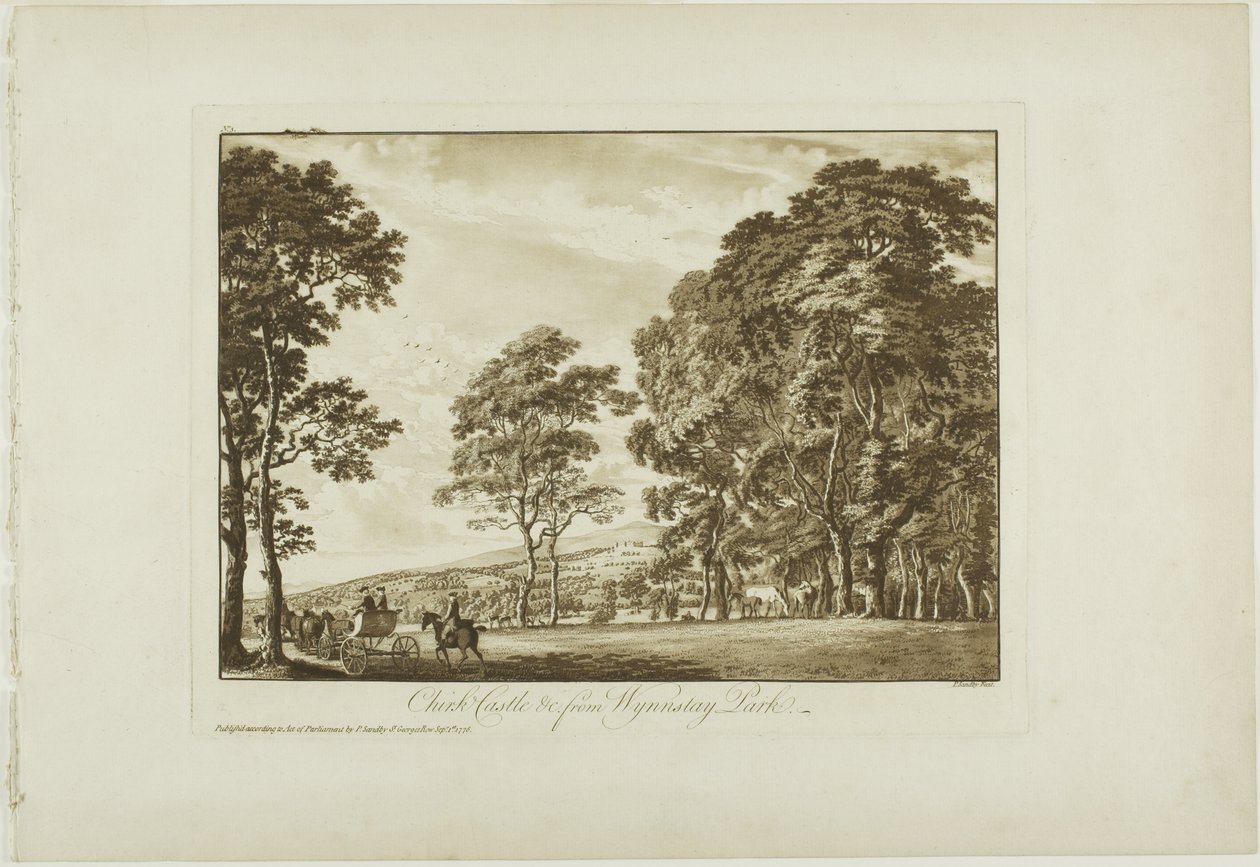 Zamek Chirk i ok. 1900 r. od Wynnstay Park autorstwa Paul Sandby