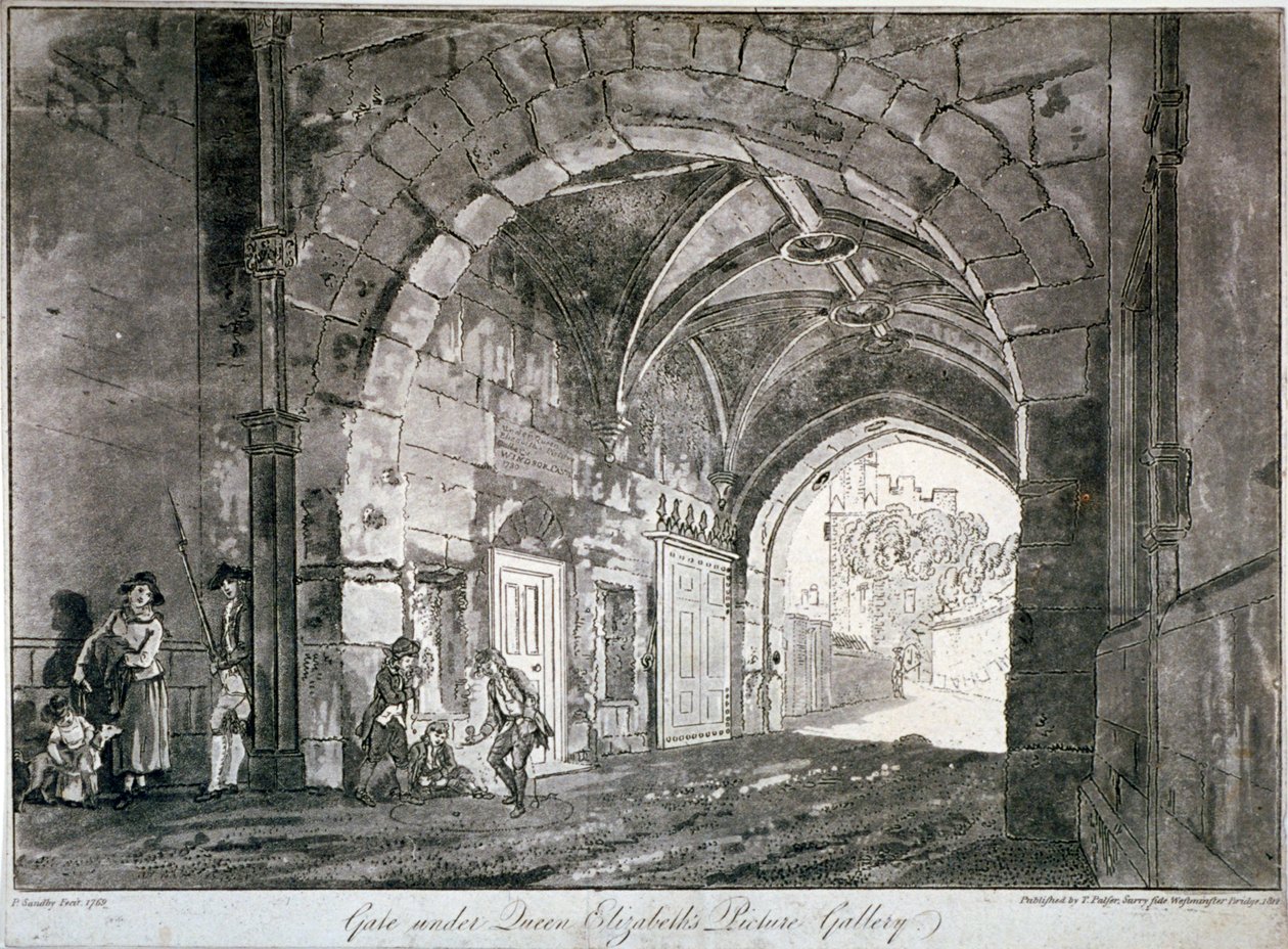 Brama pod Galerią Obrazów Królowej Elżbiety, Zamek Windsor, Berkshire, 1812 autorstwa Paul Sandby