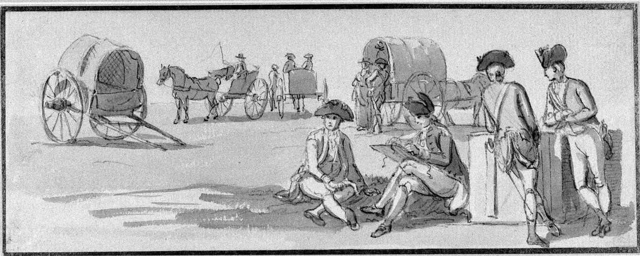 Oficerowie piechoty odpoczywają w Hyde Parku, 1780 autorstwa Paul Sandby