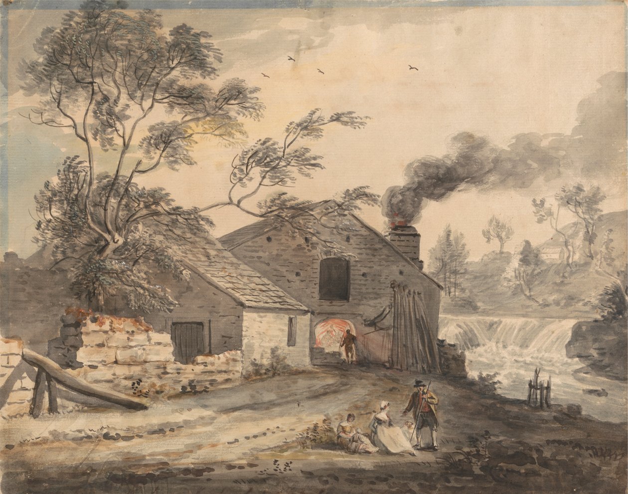 Iron Forge nad rzeką Kent, Westmorland autorstwa Paul Sandby