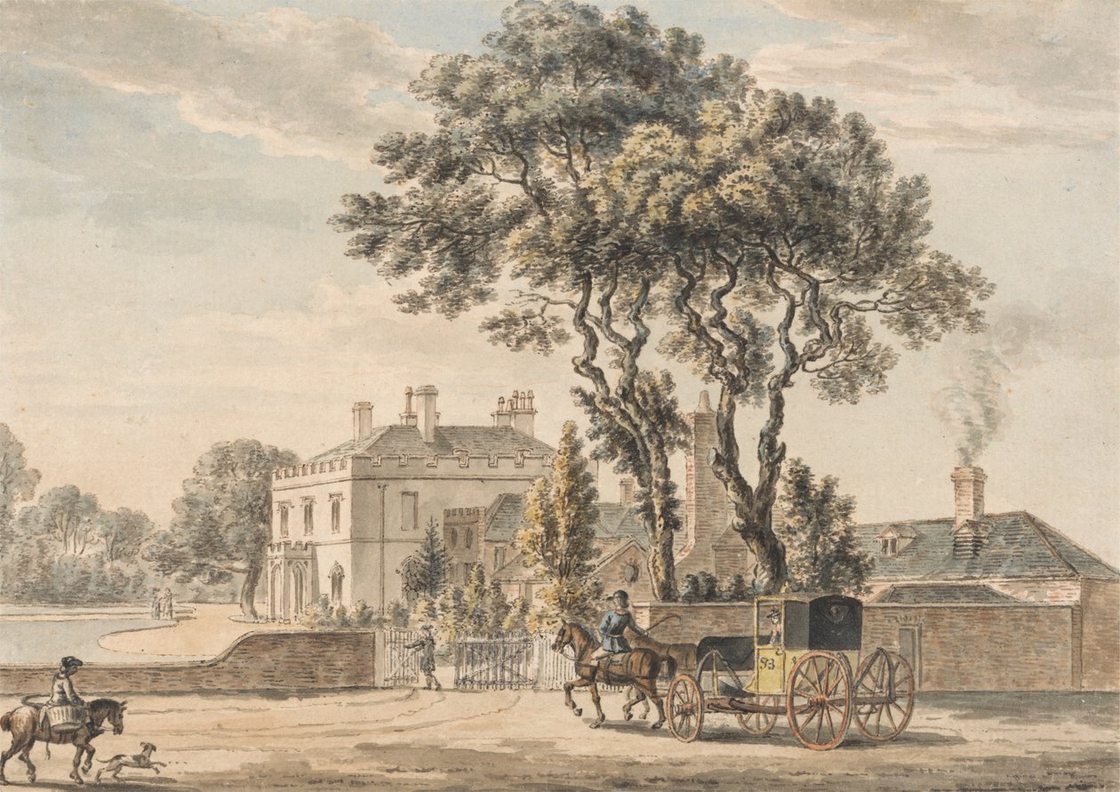 Północno-wschodni widok domu Sir Johna Elvila na Englefield Green niedaleko Egham w Surrey autorstwa Paul Sandby