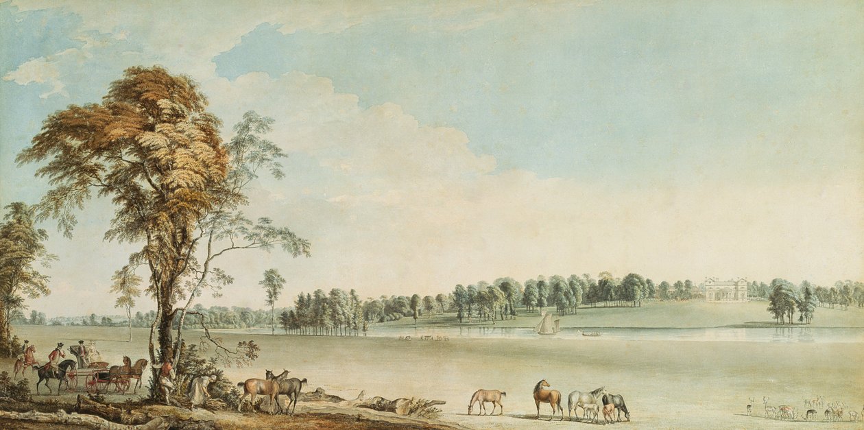 North West View of Wakefield Lodge w Whittlebury Forest, Northamptonshire autorstwa Paul Sandby