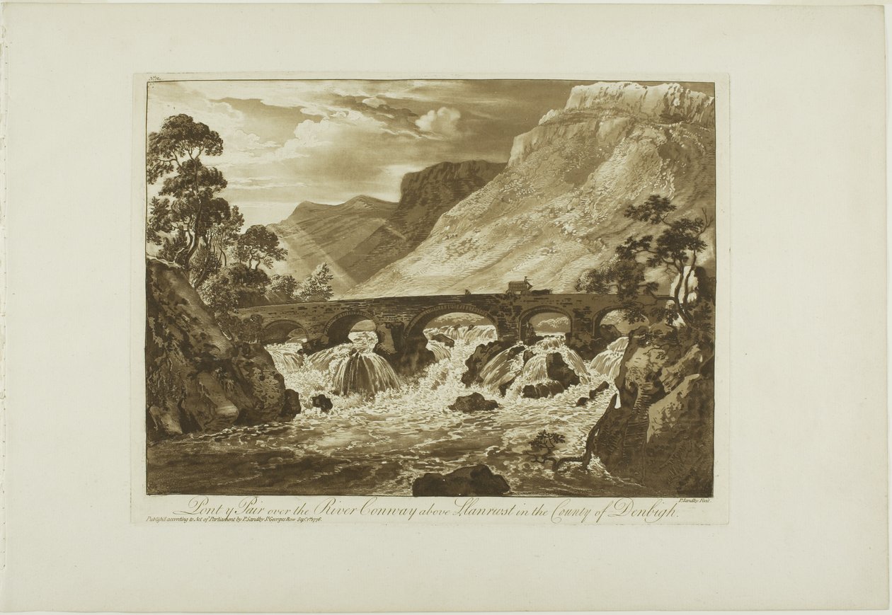 Pont y Pair Over the River Conway powyżej Llanrwst w hrabstwie Denbigh autorstwa Paul Sandby