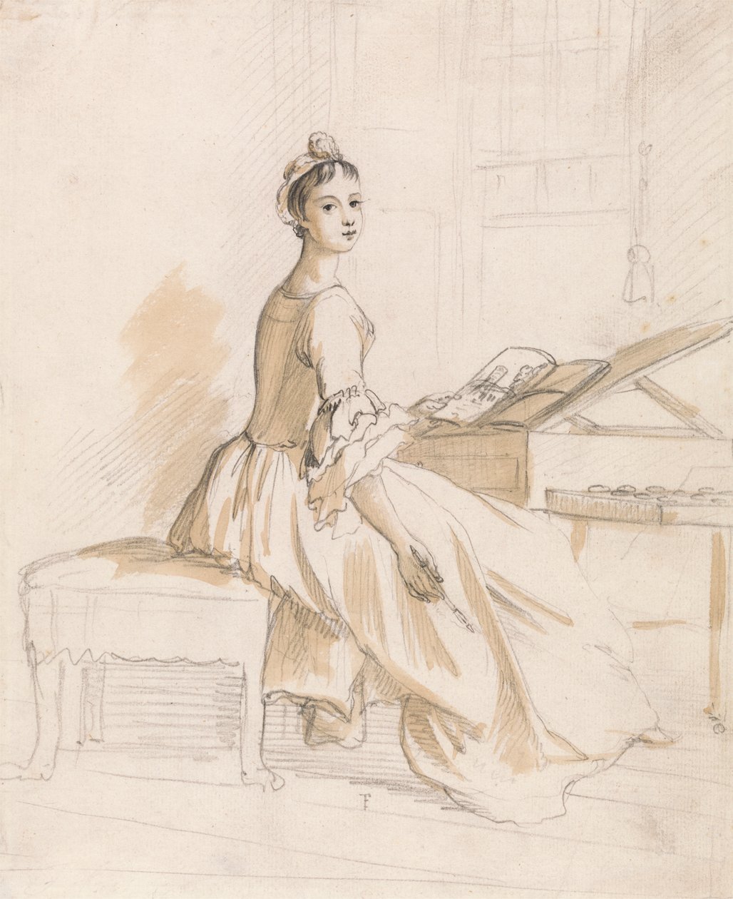 Portret damy przy stole rysunkowym autorstwa Paul Sandby