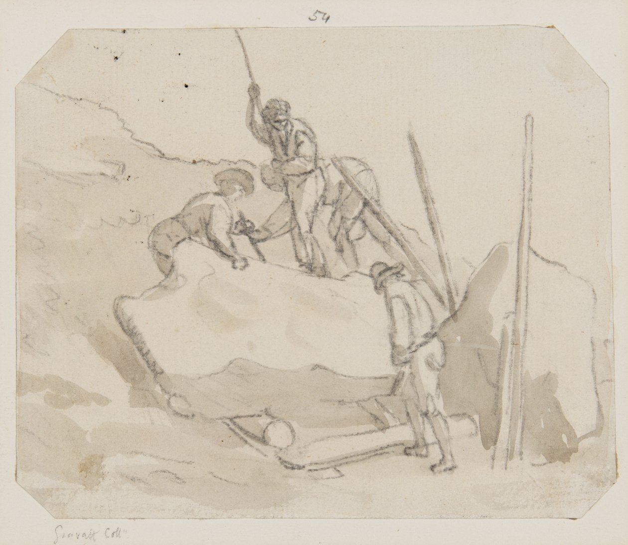Kamieniołomy (ołówek, pędzel i szare pranie na papierze) autorstwa Paul Sandby