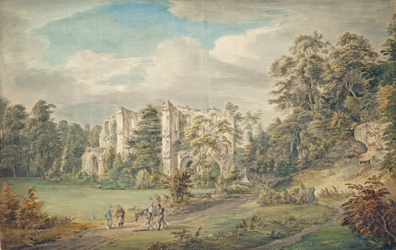 Roche Abbey, Yorkshire (akwarela i gwasz na papierze) autorstwa Paul Sandby