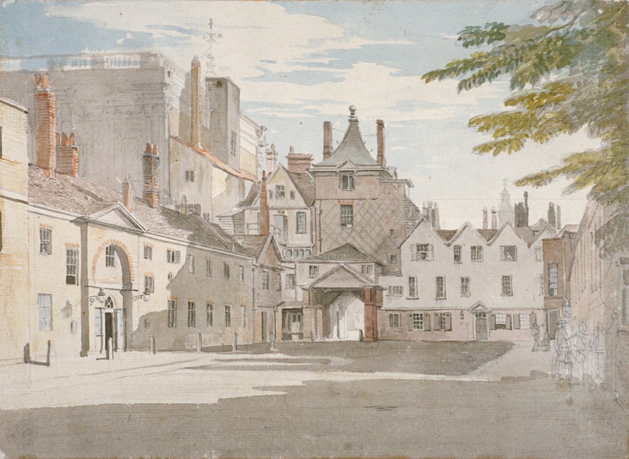 Scotland Yard z częścią Banqueting House, Whitehall, Westminster, Londyn, c1776 autorstwa Paul Sandby