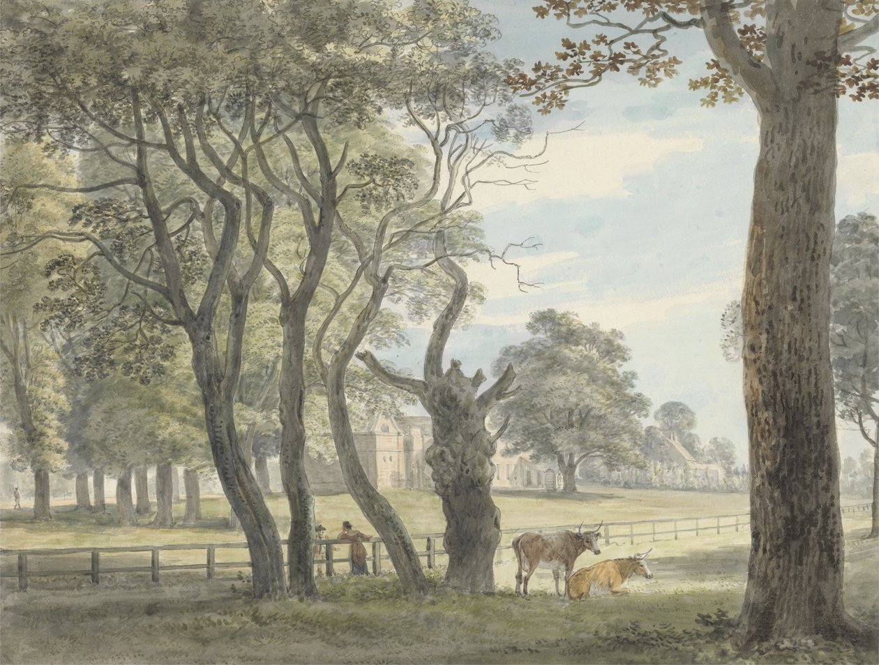 The Gunpowder Magazine, Hyde Park, ok. 1790 (akwarela, długopis i kredka na graficie na papierze) autorstwa Paul Sandby